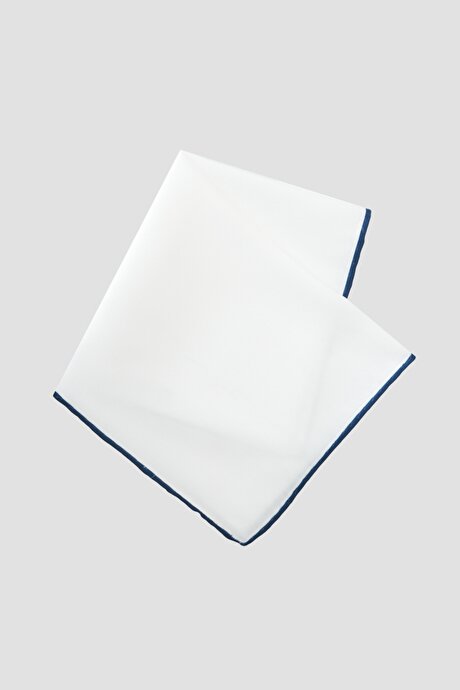 Desenli Beyaz-Lacivert Beyaz-Lacivert Mendil resmi