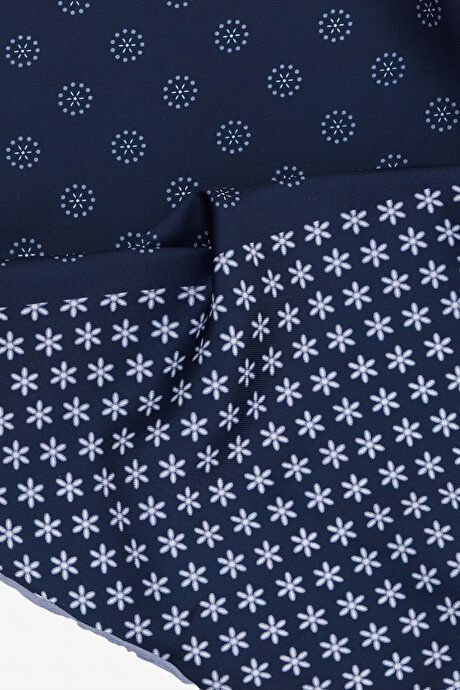 Desenli Lacivert-Beyaz Mendil resmi