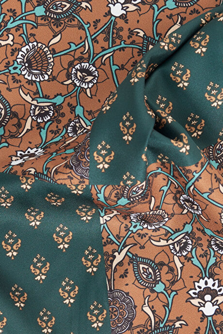 Desenli Yeşil-Kahve Mendil resmi