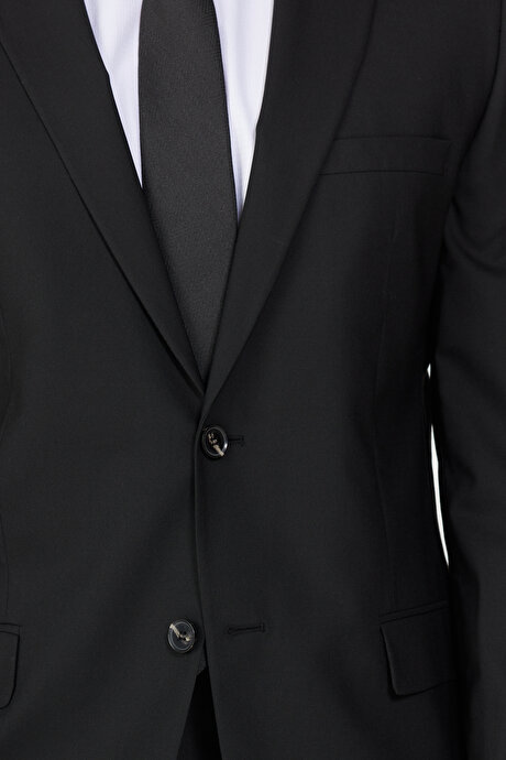 Slim Fit Dar Kesim Su Geçirmez Nano 8 Drop Siyah Takım Elbise resmi
