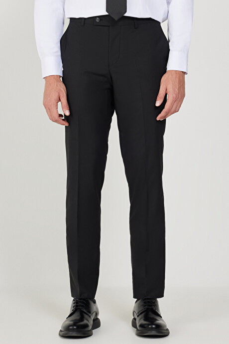 Slim Fit Dar Kesim Su Geçirmez Nano 8 Drop Siyah Takım Elbise resmi