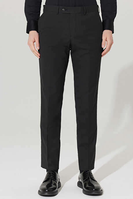 Su Geçirmez Regular Fit Geniş Kesim Mono Yaka Yünlü Nano Siyah Takım Elbise resmi