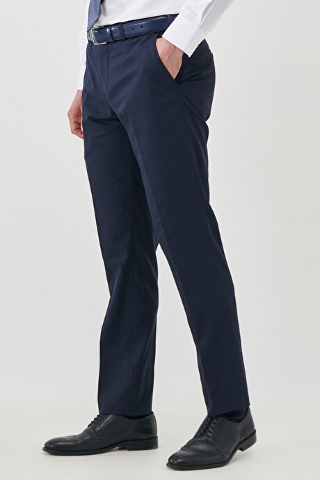 Su Geçirmez Regular Fit Geniş Kesim Mono Yaka Nano Lacivert Takım Elbise resmi