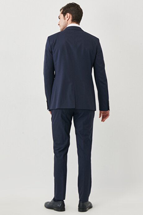 Su Geçirmez Regular Fit Geniş Kesim Mono Yaka Nano Lacivert Takım Elbise resmi