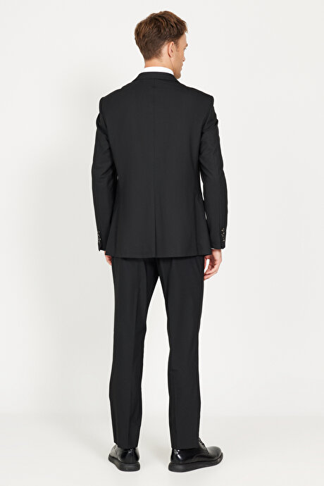Regular Fit Geniş Kesim Mono Yaka Siyah Takım Elbise resmi