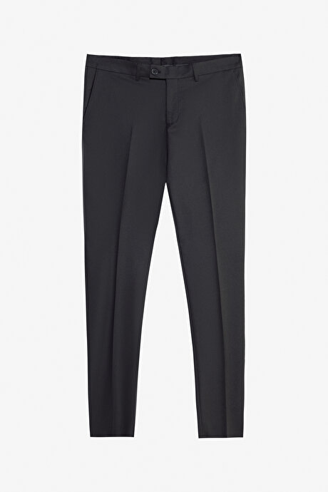 Slim Fit Dar Kesim Mono Yaka Kapak Cepli Siyah Takım Elbise resmi