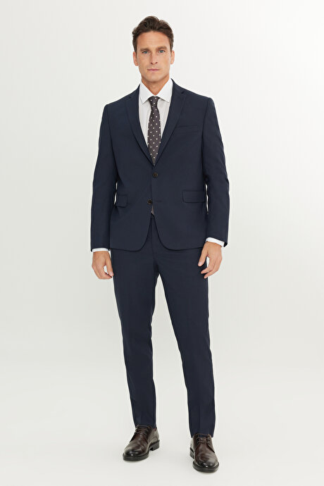 Regular Fit Normal Kesim Mono Yaka Kapak Cepli Lacivert Takım Elbise resmi