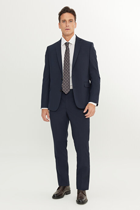 Regular Fit Normal Kesim Mono Yaka Kapak Cepli Lacivert Takım Elbise resmi