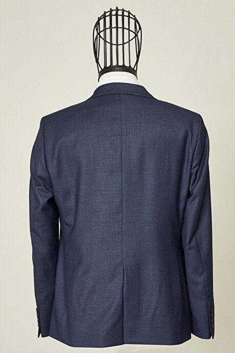 Regular Fit Rahat Kesim Kırlangıç Yaka Çizgili Lacivert Takım Elbise resmi