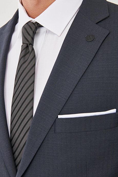 Ekstra Slim Fit Dar Kesim Pötikareli Antrasit Takım Elbise resmi