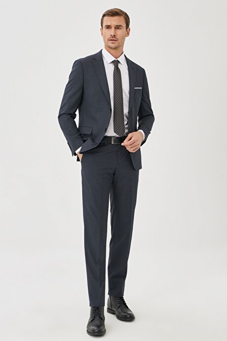 Ekstra Slim Fit Dar Kesim Pötikareli Antrasit Takım Elbise resmi