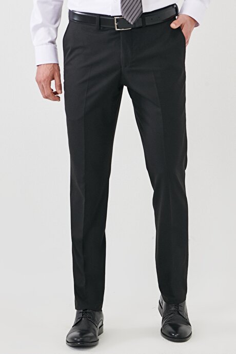 Ekstra Slim Fit Mono Yaka Düz Siyah Takım Elbise resmi