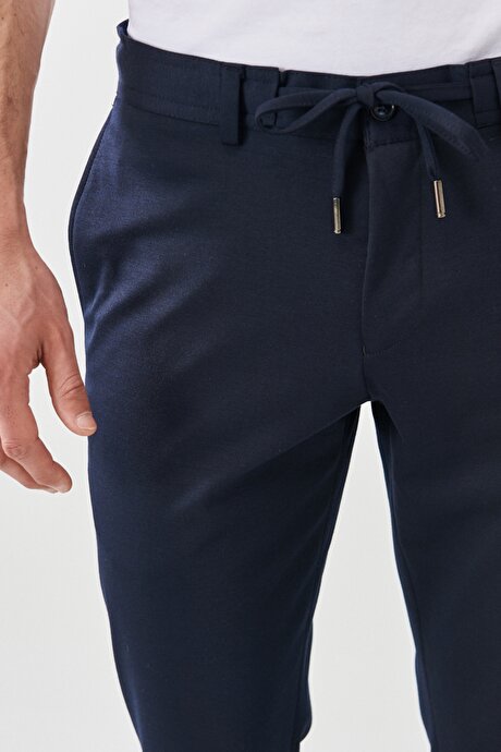 Slim Fit Dar Kesim Mono Yaka Lacivert Takım Elbise resmi
