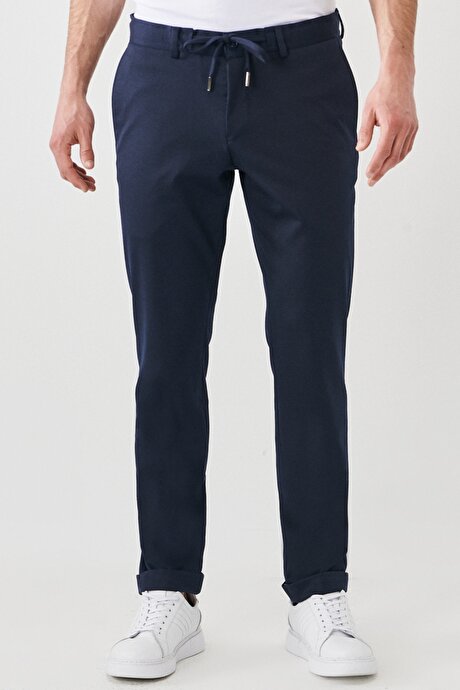 Slim Fit Dar Kesim Mono Yaka Lacivert Takım Elbise resmi