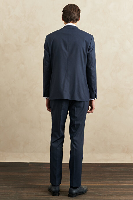 Regular Fit Normal Kesim Mono Yaka Desenli Petrol Takım Elbise resmi