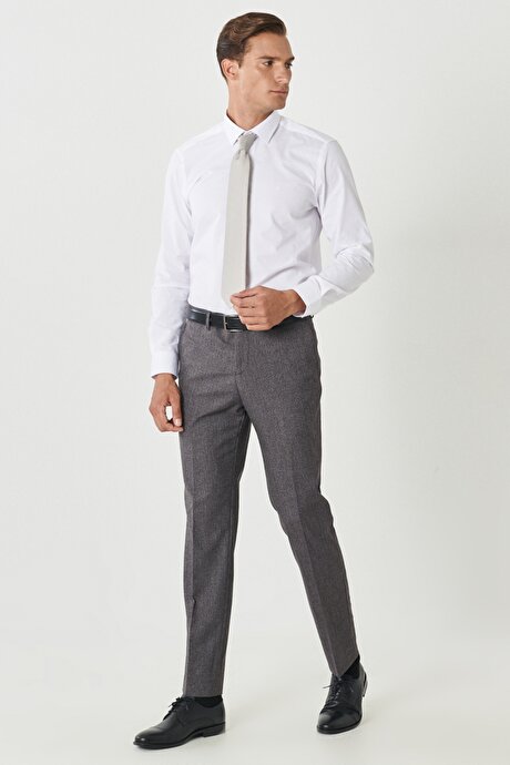 Slim Fit Dar Kesim Kırlangıç Yaka Desenli Bordo Takım Elbise resmi