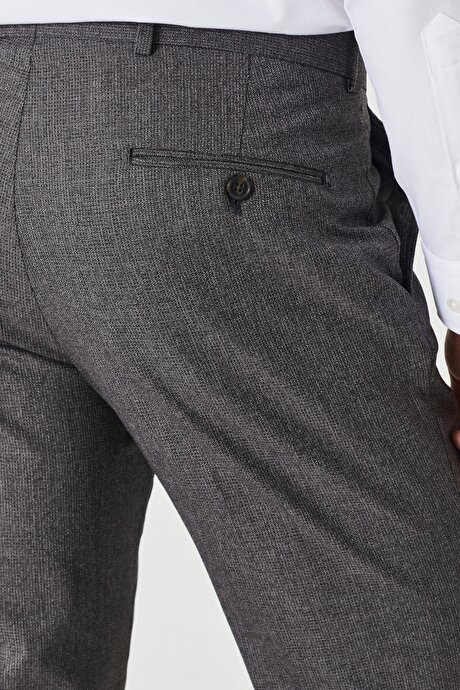 Slim Fit Dar Kesim Kırlangıç Yaka Desenli Bordo Takım Elbise resmi