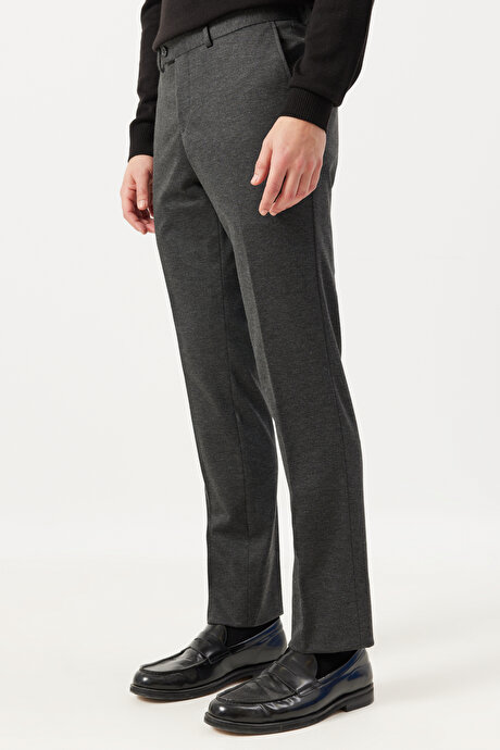 Slim Fit Dar Kesim Mono Yaka Antrasit Takım Elbise resmi