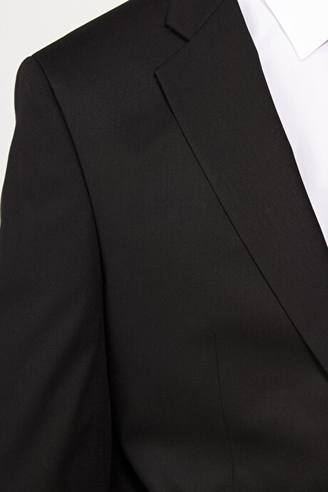 Regular Fit Genis Kesim Mono Yaka Siyah Takim Elbise resmi
