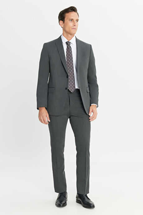 Slim Fit Dar Kesim Mono Yaka Antrasit Takım Elbise resmi