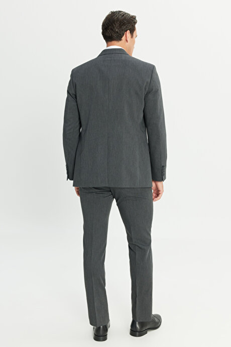 Slim Fit Dar Kesim Mono Yaka Antrasit Takım Elbise resmi
