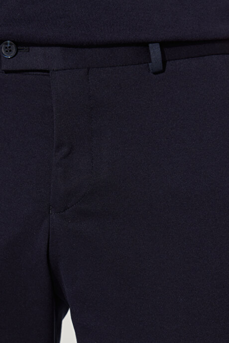 Slim Fit Dar Kesim Mono Yaka Koyu Lacivert Takım Elbise resmi