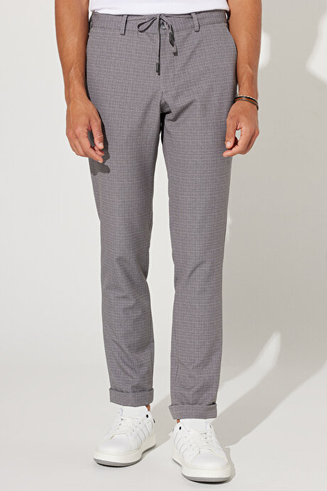 Slim Fit Dar Kesim Mono Yaka Seyahat Çantalı Desenli Bej Takım Elbise resmi