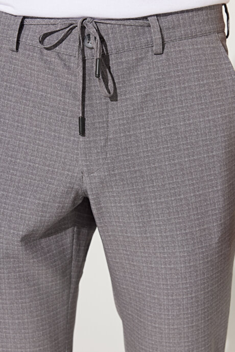 Slim Fit Dar Kesim Mono Yaka Seyahat Çantalı Desenli Bej Takım Elbise resmi