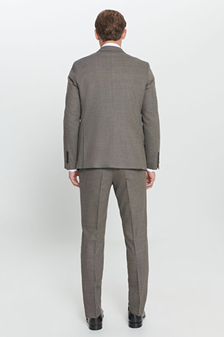 Regular Fit Geniş Kesim Mono Yaka Desenli Siyah-Gri Takım Elbise resmi