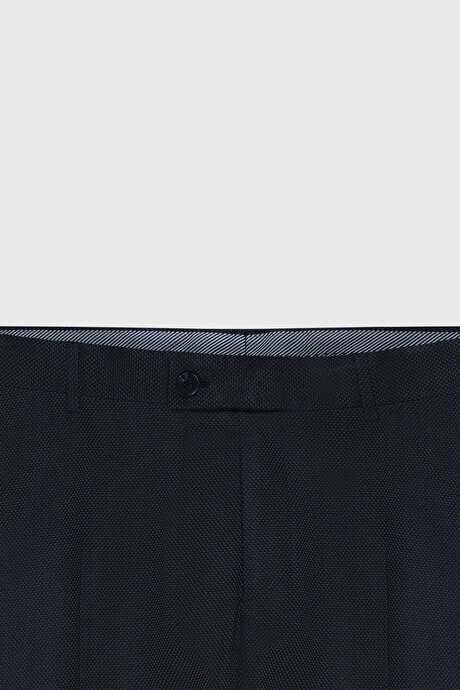 Regular Fit Rahat Kesim Mono Yaka Desenli Kapak Cepli Esnek Siyah-Mavi Takım Elbise resmi