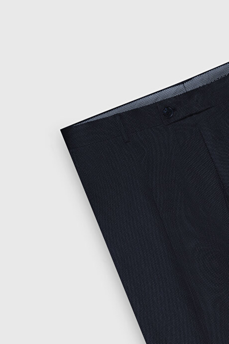 Regular Fit Rahat Kesim Mono Yaka Desenli Kapak Cepli Esnek Siyah-Mavi Takım Elbise resmi