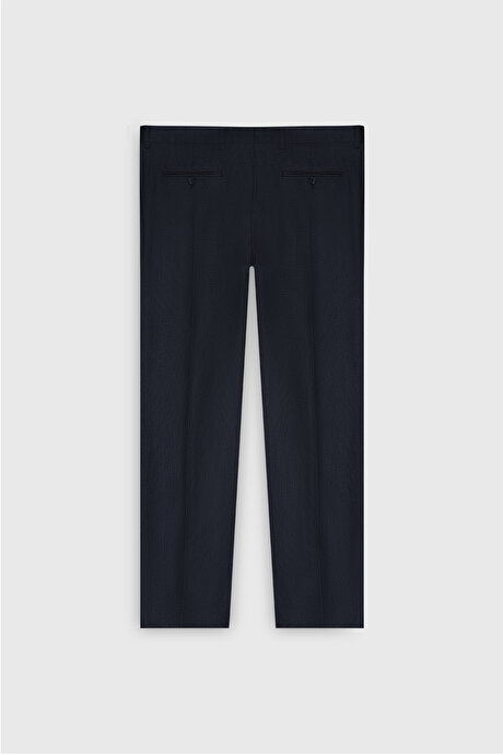 Regular Fit Rahat Kesim Mono Yaka Desenli Kapak Cepli Esnek Siyah-Mavi Takım Elbise resmi