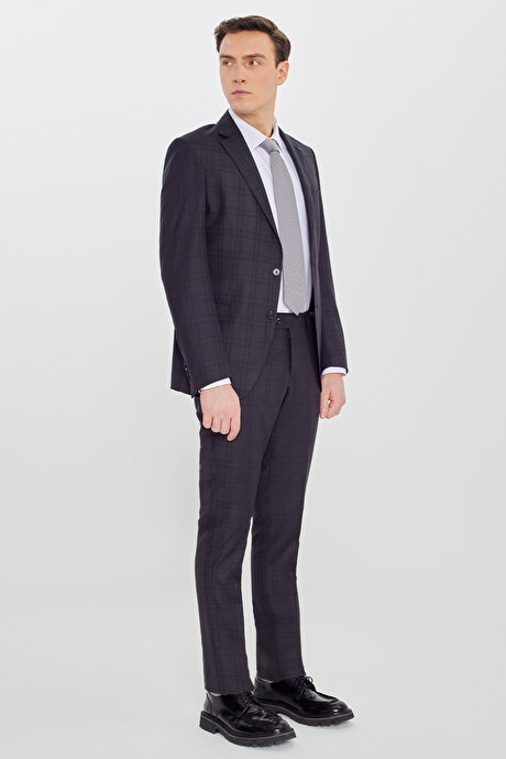 Filafil Slim Fit Mono Yaka Kapak Cepli Antrasit Takım Elbise resmi