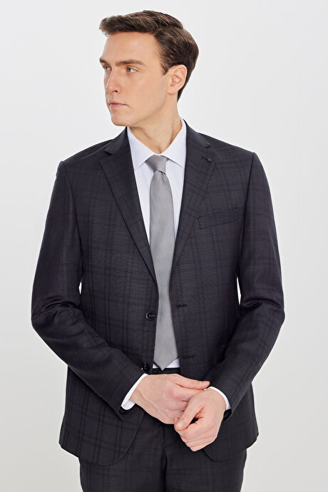 Filafil Slim Fit Mono Yaka Kapak Cepli Antrasit Takım Elbise resmi