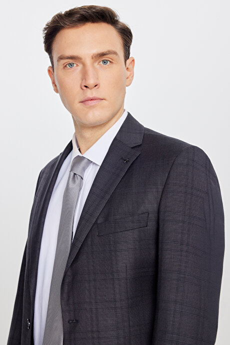 Filafil Slim Fit Mono Yaka Kapak Cepli Antrasit Takım Elbise resmi