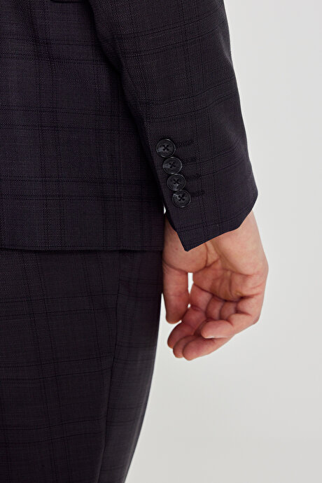 Filafil Slim Fit Mono Yaka Kapak Cepli Antrasit Takım Elbise resmi