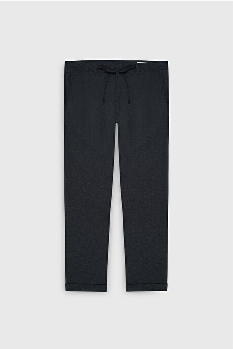 Slim Fit Dar Kesim Mono Yaka Çizgili Antrasit Takım Elbise resmi