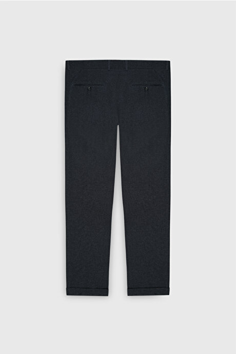 Slim Fit Dar Kesim Mono Yaka Çizgili Antrasit Takım Elbise resmi