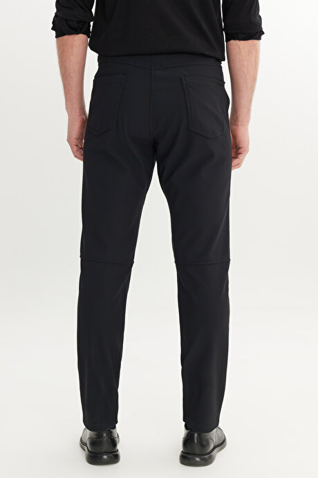 Slim Fit Dar Kesim Cepli Esnek Siyah Pantolon resmi