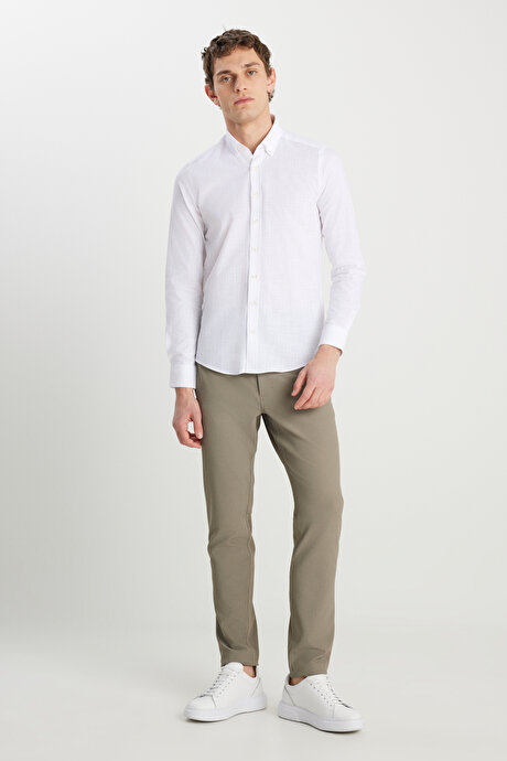 Slim Fit Dar Kesim Cepli Esnek Vizon Pantolon resmi