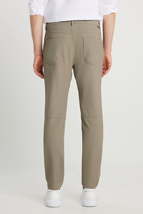 Slim Fit Dar Kesim Cepli Esnek Vizon Pantolon resmi
