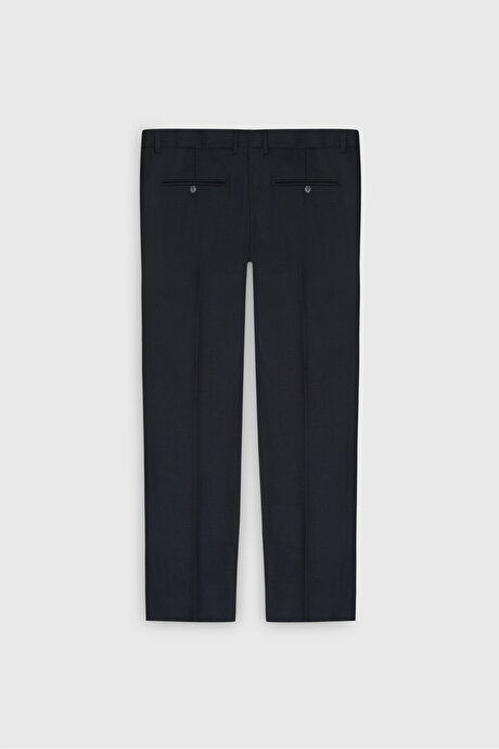 Slim Fit Dar Kesim Armürlü Yelekli Lacivert Yelekli Takım Elbise resmi