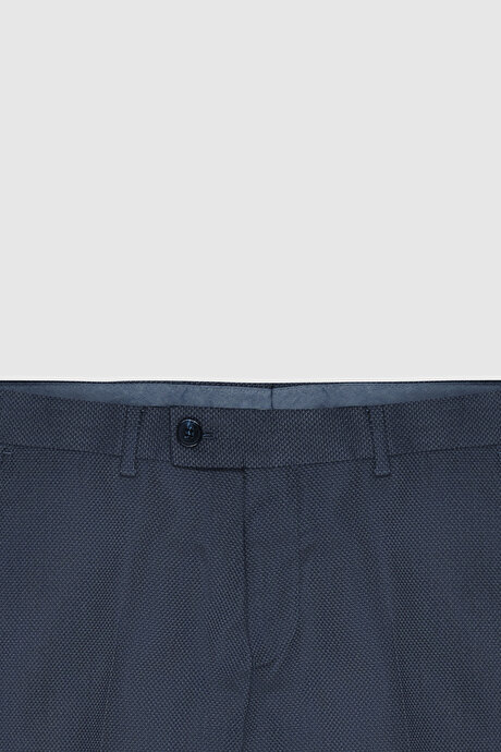 Ekstra Slim Fit Dar Kesim Desenli Yelekli Mavi Yelekli Takım Elbise resmi