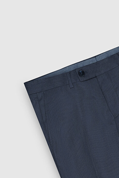 Ekstra Slim Fit Dar Kesim Desenli Yelekli Mavi Yelekli Takım Elbise resmi