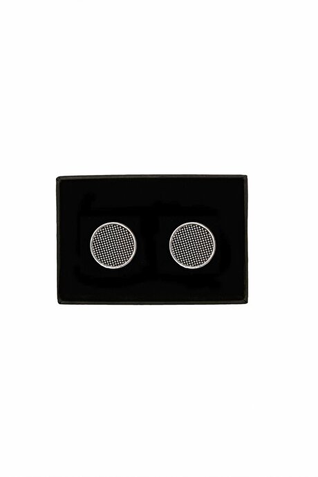 Düz Klasik Siyah-Gri Kol Düğmesi resmi