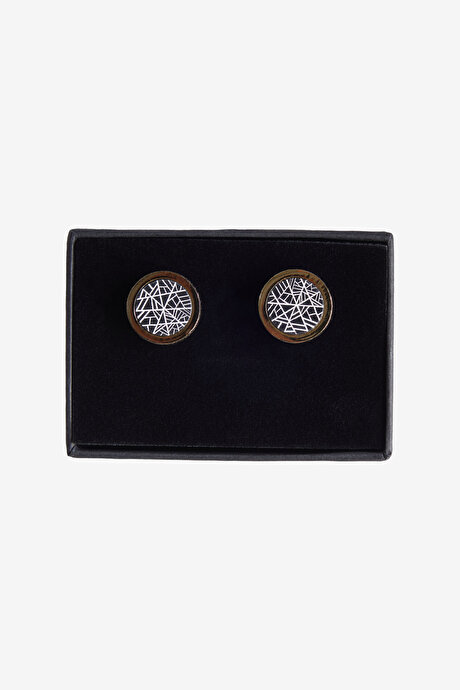 Metal Sarı-Siyah Kol Düğmesi resmi