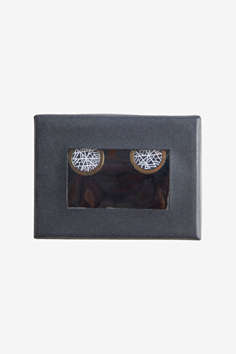 Metal Sarı-Siyah Kol Düğmesi resmi