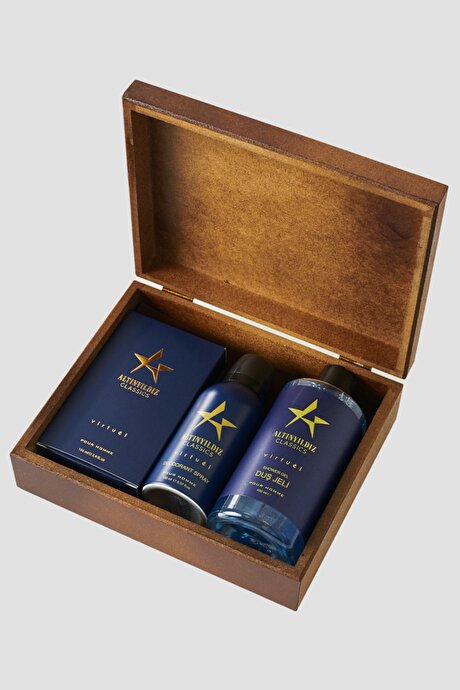 EDP Virtuel Parfüm (100 ML)-Deodorant (150 ML) -Duş Jeli (400 ML) Aksesuar Lacivert Set resmi