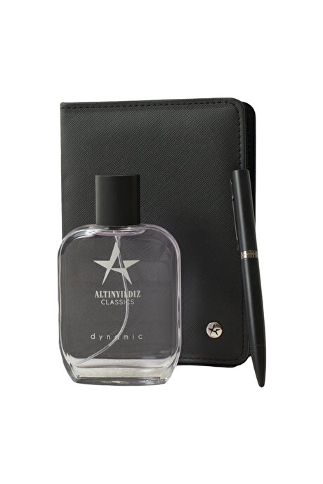 Ajanda-Kalem-Parfüm Siyah Set resmi