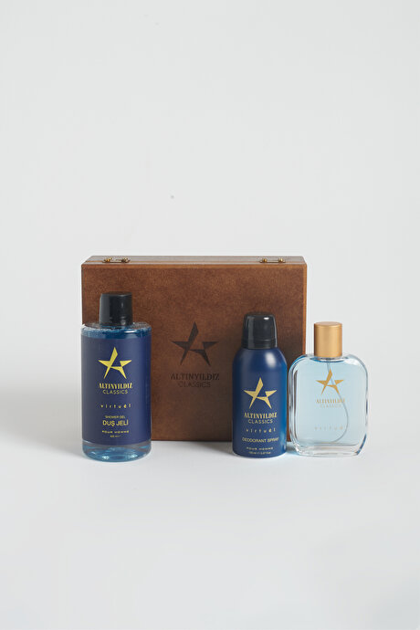 EDP Virtuel Parfüm (100 ML)-Deodorant (150 ML) -Duş Jeli (400 ML) Aksesuar Lacivert Set resmi